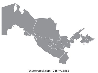 Outline of the map of Uzbekistan with regions
