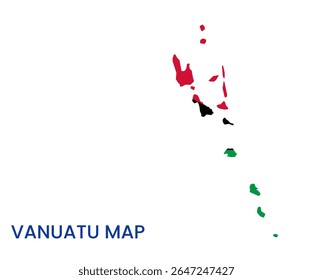 Outline map of Vanuatu. High detailed map of Vanuatu. Oceania