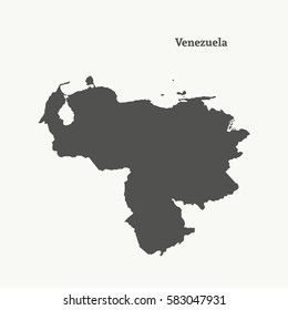 Outline map of Venezuela. Isolated vector illustration.
