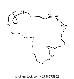 Outline map of Venezuela white background. Vector map with contour. Country on the northern coast of South America.
