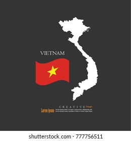 outline map of Vietnam  with nation flag.vector illustration.