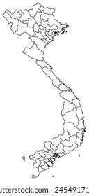 Outline of the map of Vietnam with regions