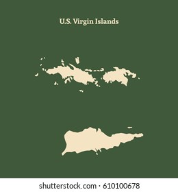 Outline map of Virgin Island. Isolated vector illustration.