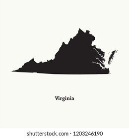 Outline map of Virginia. Isolated vector illustration.