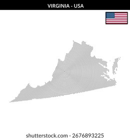 Karte von Virginia mit der Flagge der USA
