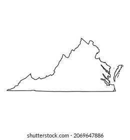 Outline map of Virginia white background. USA state, vector map with contour.