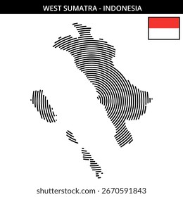 Mapa de Sumatra Ocidental mostrando seus detalhes e bandeira