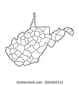 Outline map of West Virginia white background. USA state, vector map with contour.