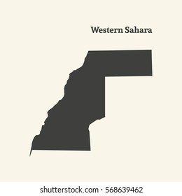 Outline map of Western Sahara. Isolated vector illustration.