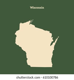 Outline map of Wisconsin. Isolated vector illustration.