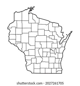 Rahmenplan von Wisconsin, weißem Hintergrund. US-Bundesstaat, Vektorkarte mit Umriss.