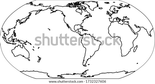 Outline Map World Americas Centered Simple Stock Vector (Royalty Free ...