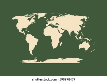 Outline map of world. Isolated vector illustration.
