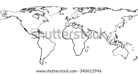 outline map world on white background stock vector