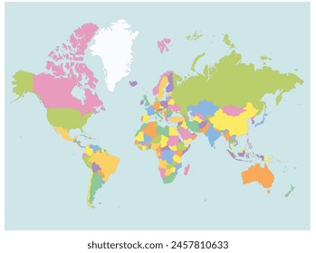 Outline of the map of World with regions