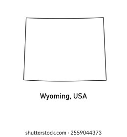 outline map of Wyoming, united states of america on white background	