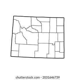 Outline map of Wyoming white background. USA state,  vector map with contour.
