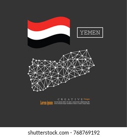 outline map of Yemen  with nation flag.vector illustration.