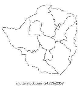 Outline of the map of Zimbabwe with regions