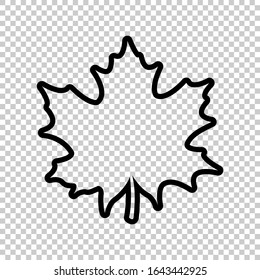 Outline Maple Leaf Icon Flat Vector On Transparent Background