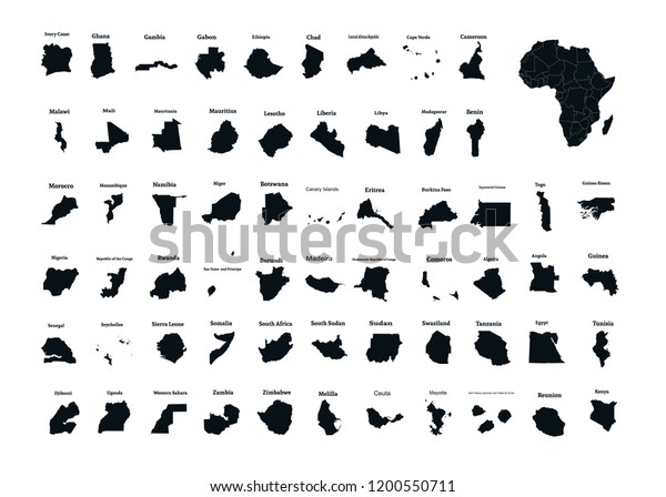 Outline Maps African Countries African Continent Stock Vector (Royalty Free) 1200550711