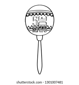 Outline of a maraca. Cinco de mayo. Vector illustration design