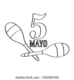 Outline of maracas. Cinco de mayo. Vector illustration design