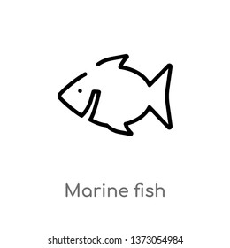 outline marine fish vector icon. isolated black simple line element illustration from culture concept. editable vector stroke marine fish icon on white background