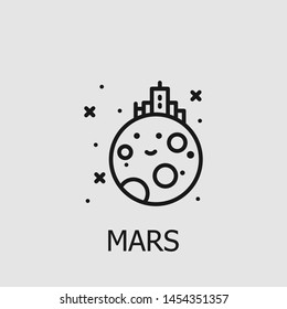 Outline mars vector icon. Mars illustration for web, mobile apps, design. Mars vector symbol.