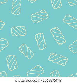 Outline Marshmallow Vector Seamless Pattern illustration for Print, Wallpaper, Decoration.