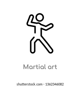 outline martial art vector icon. isolated black simple line element illustration from activities concept. editable vector stroke martial art icon on white background