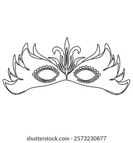 Outline mask for carnival, coloring page on the theme of Mardi Gras or Brazilian festival vector illustration for activity or design