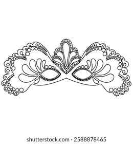 Outline mask for carnival, coloring page on the theme of Mardi Gras or Brazilian festival vector illustration