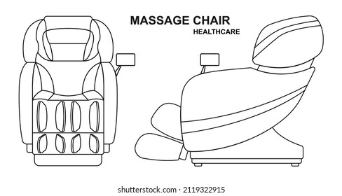 Outline Massage Chair Contour Isolated White Background