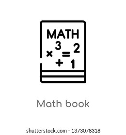 outline math book vector icon. isolated black simple line element illustration from education concept. editable vector stroke math book icon on white background