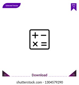 Outline mathematics icon isolated on white background. Line pictogram. mobile application, logo, user interface. Editable stroke. EPS10 format vector