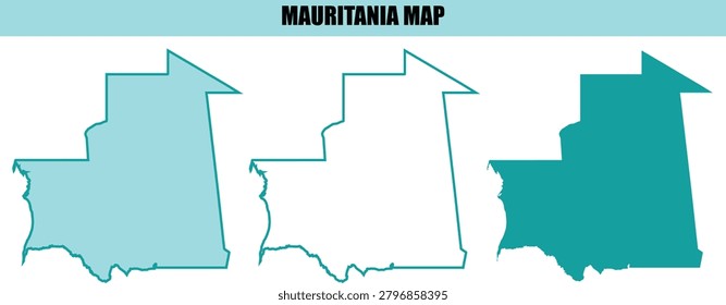 Outline of mauritania isolated vector map. mauritanian territory, world map, high-quality design, geographical, vector illustration.