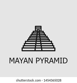 Outline mayan pyramid vector icon. Mayan pyramid illustration for web, mobile apps, design. Mayan pyramid vector symbol.