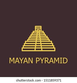 Outline mayan pyramid vector icon. Mayan pyramid illustration for web, mobile apps, design. Mayan pyramid vector symbol.