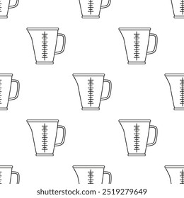 outline measure cup or chemical jug seamless pattern, background for any design