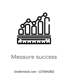 Outline Measure Success Vector Icon. Isolated Black Simple Line Element Illustration From Business Concept. Editable Vector Stroke Measure Success Icon On White Background