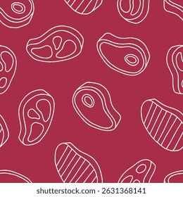 Outline Meat Vector Seamless Pattern Background for Surface Print Fabric Fashion Wrapping