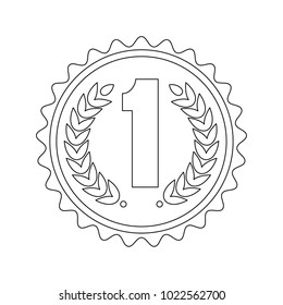 Outline medal for the first place. Achievement concept. Signs and symbols of success, victory in competition. Business award and sports prize. Flat vector cartoon objects isolated on white background.
