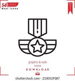 Outline medal Icon. medal icon vector isolated on white background. Graphic design, material-design, Best sellers 2022 icons, mobile application, UI UX design, EPS 10 format vector