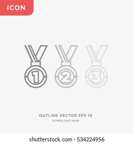 Outline medal isolated vector icon