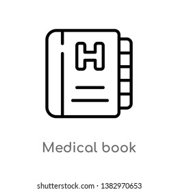 outline medical book vector icon. isolated black simple line element illustration from health and medical concept. editable vector stroke medical book icon on white background