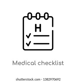 outline medical checklist vector icon. isolated black simple line element illustration from health and medical concept. editable vector stroke medical checklist icon on white background