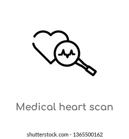 outline medical heart scan vector icon. isolated black simple line element illustration from medical concept. editable vector stroke medical heart scan icon on white background