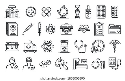 outline medical and hospital icons