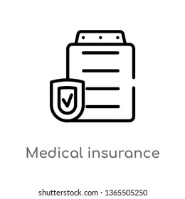 outline medical insurance vector icon. isolated black simple line element illustration from medical concept. editable vector stroke medical insurance icon on white background